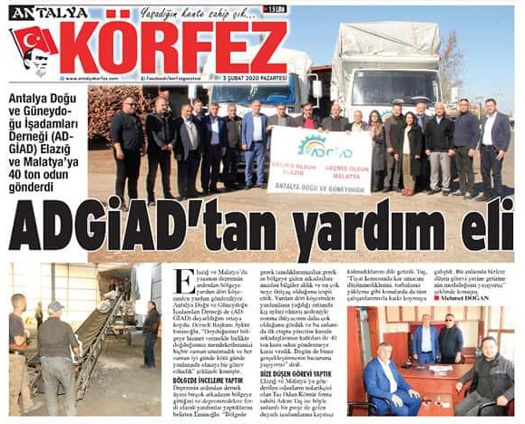 ELAĞIZ DEPREMİNE ADGİAD YARDIMI