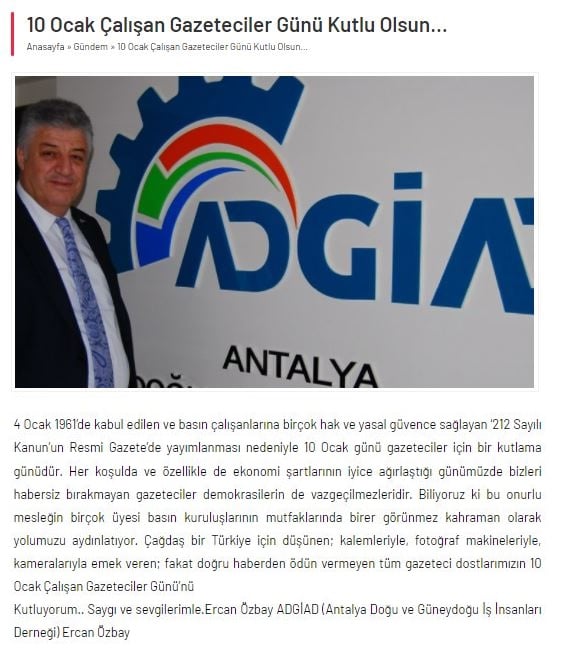 ERCAN ÖZBAY'IN GAZETECİLER GÜNÜNE ÖZEL MESAJI